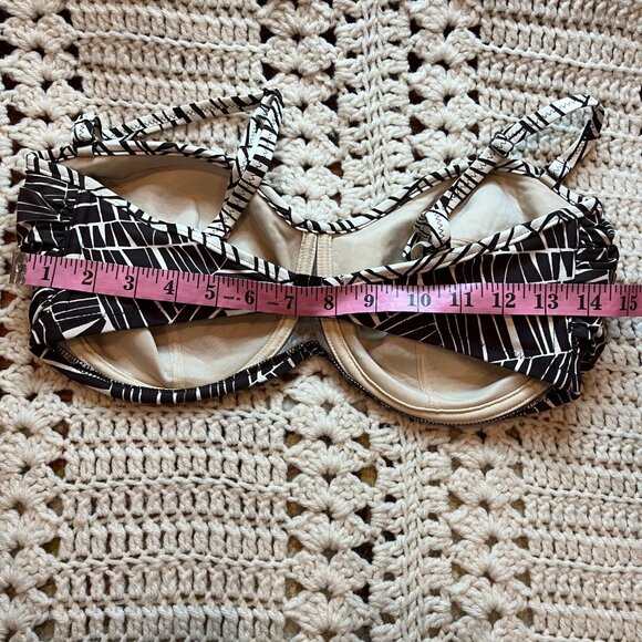 Fantasie Twist Front Bandeau Bikini Top Zurich Bourbon Pattern Sz 36 F altered - Picture 8 of 8